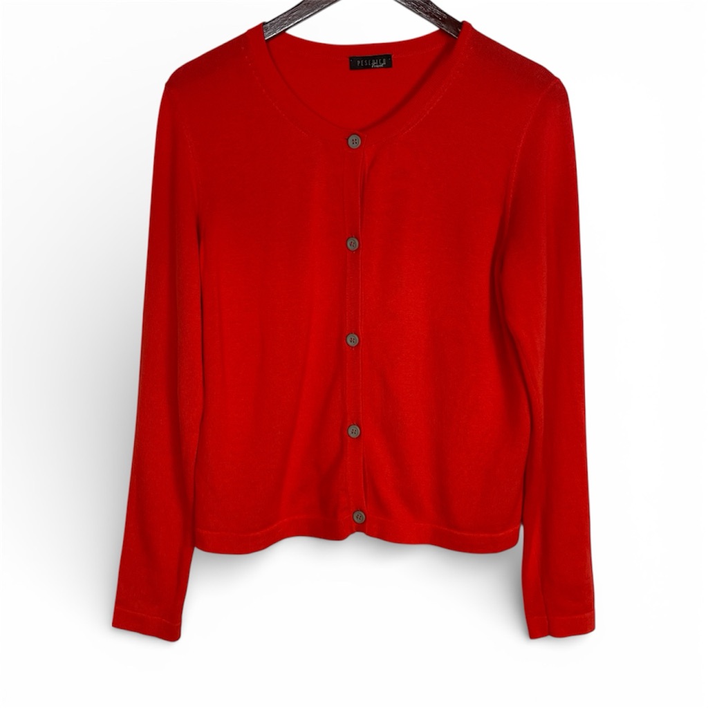 Peserico Tricot Red Orange Button Down Cardigan Size 44